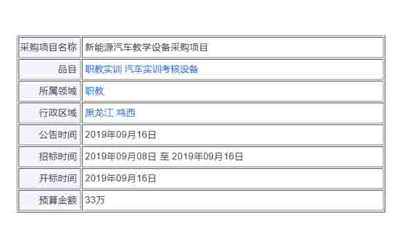 新能源汽車教學設備采購